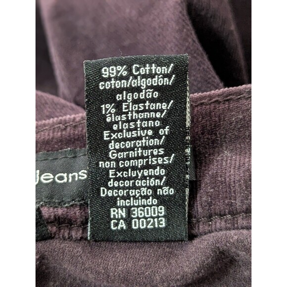 Calvin Klein Corduroy Pants Women 8 Purple Plum Straight Leg Pockets Y2K Logo - Picture 11 of 11